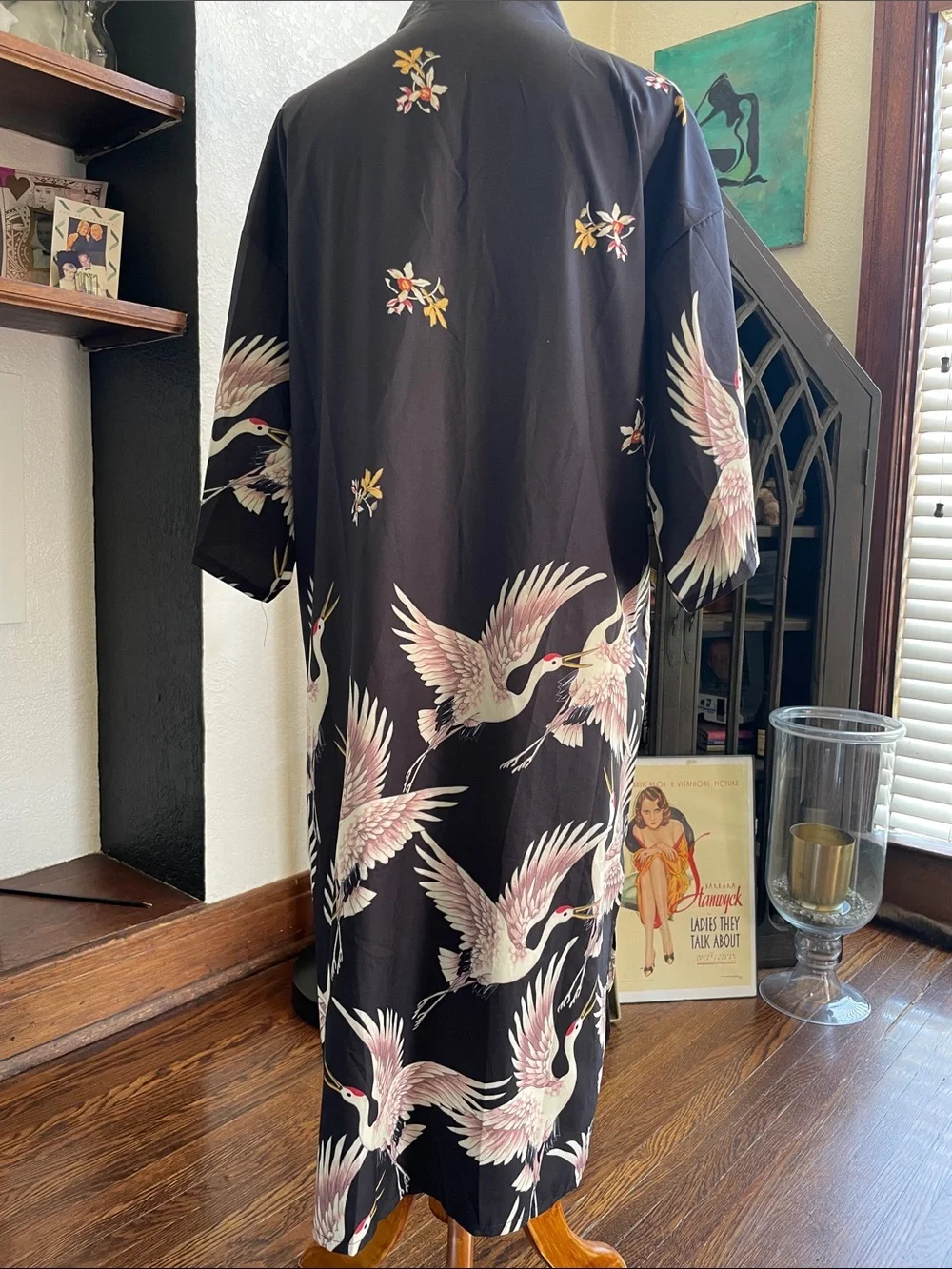MUZICUN Crane Print Kimono - Picture 5 of 6